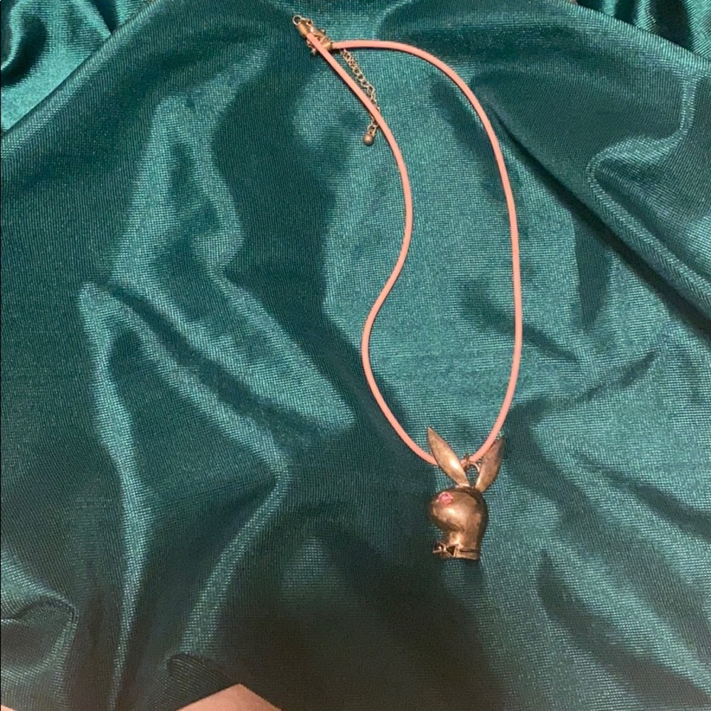 Vintage Playboy necklace pink rhinestone eye